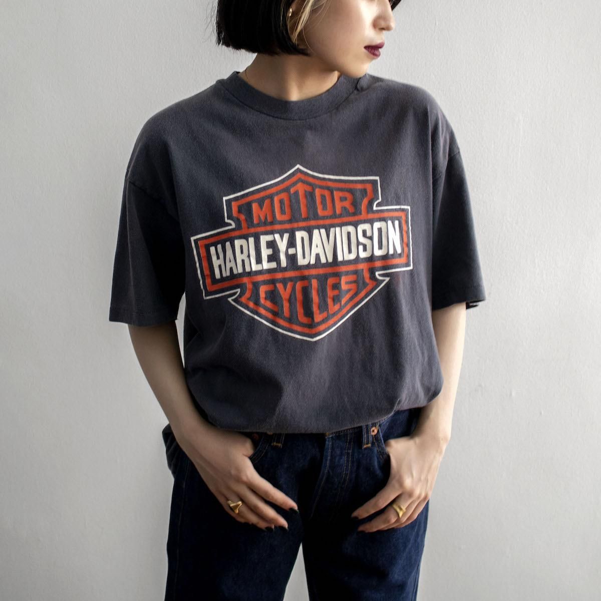 レディース] 1990s ハーレーダビッドソン プリントTシャツ 両面 グレー