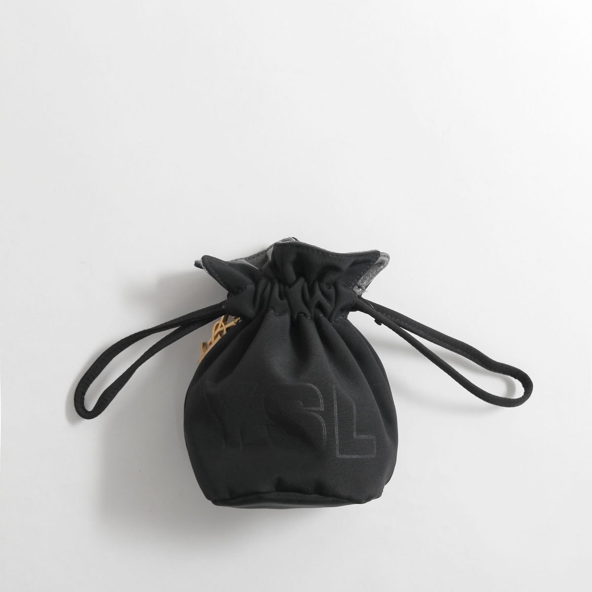 [レディース] ヴィンテージ イヴサンローラン ミニミニ巾着バッグ ロゴ フランス製 ブラック [Yves Saint Laurent]