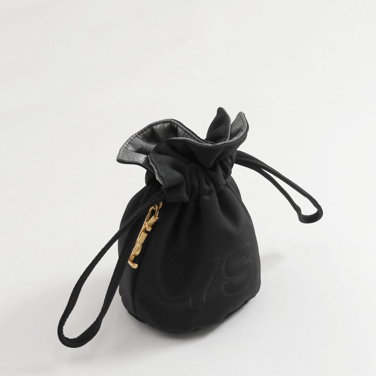 希少　イヴ・サンローラン　巾着型　バッグ Saint Laurent イヴサンローラン レザー 巾着 ワンショルダーバッグ