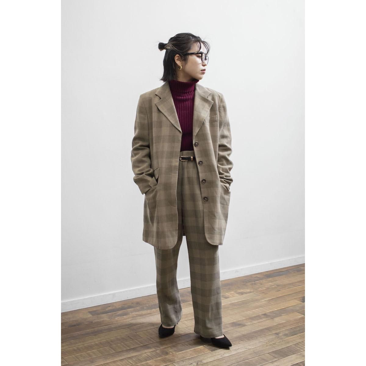 レディース ダナキャラン ジャケットxパンツ セットアップ チェック柄 ベージュ Dkny レディース ダナキャラン ジャケットxパンツ セットアップ チェック柄 ベージュ Dkny