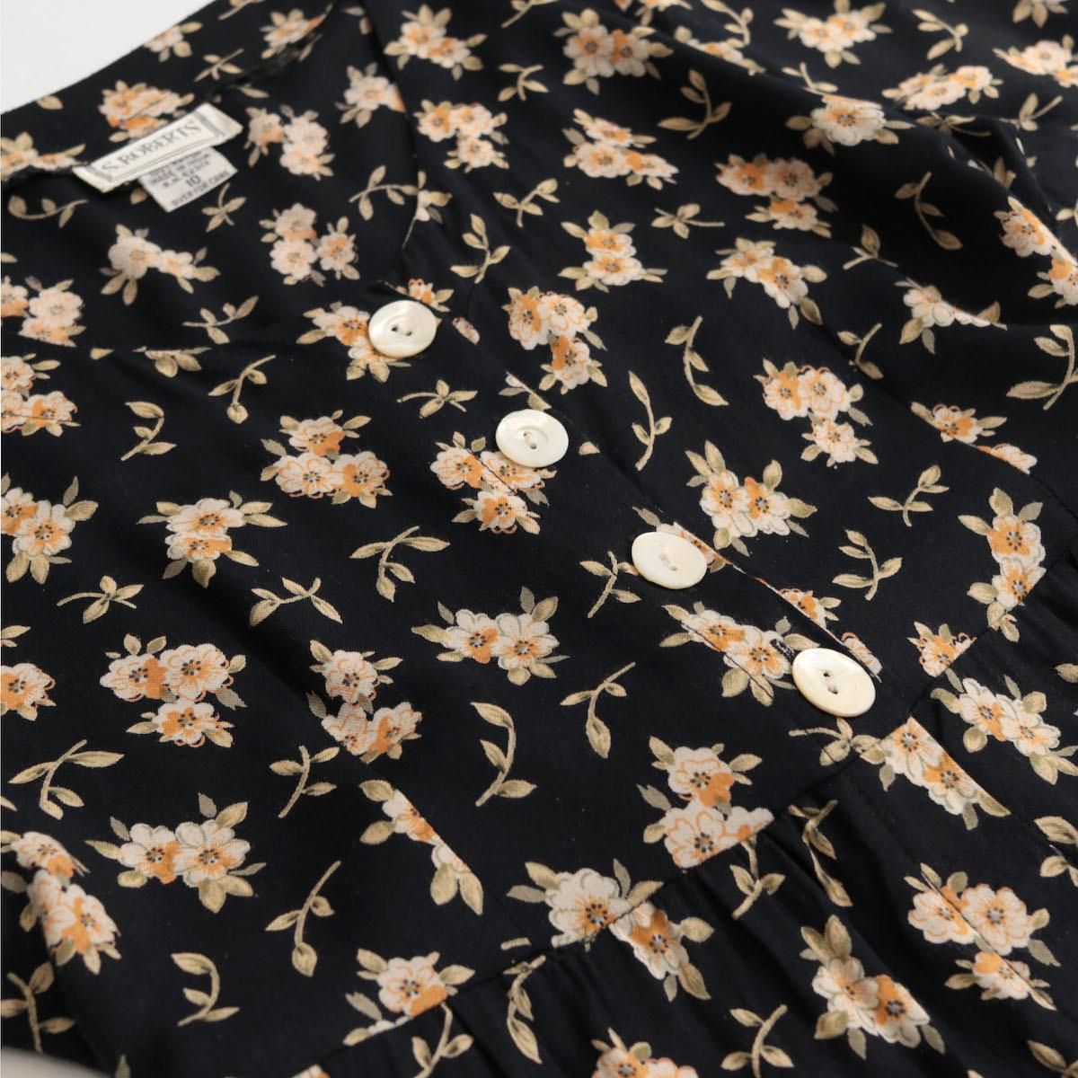 レディース] ユーズド 花柄 オールインワン ジャンプスーツ ブラック