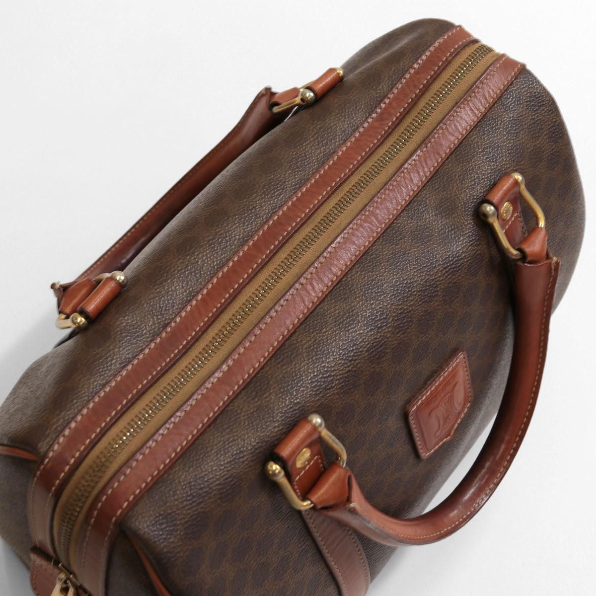 良品 4671 CELINE セリーヌ ボストンバッグ マカダム柄 ブラウン