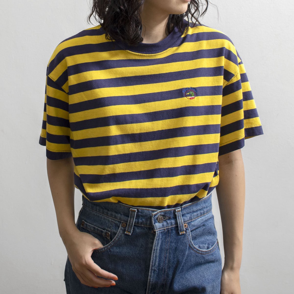 レディース] ユーズド ボーダーTシャツ 半袖 イエローxネイビー 2260-10