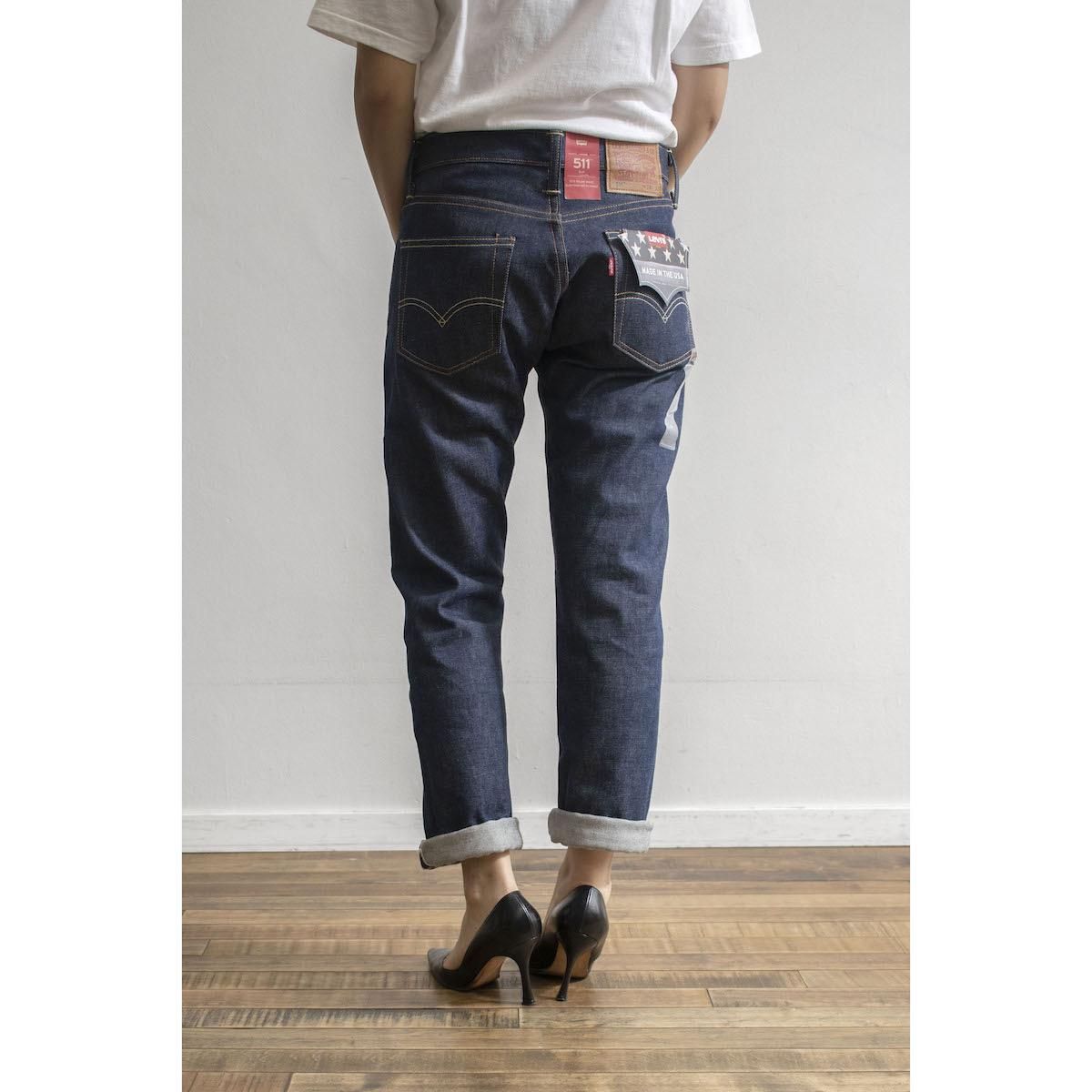 新作人気モデル NEW レディース] USA製 赤 デニムパンツ スリム 511 リーバイス パンツ