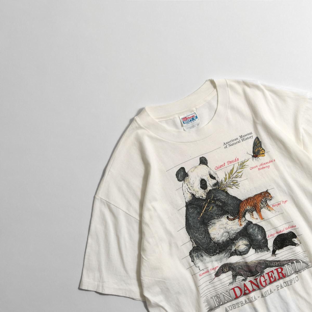 レディース] 1990s USA製 絶滅危惧種 動物 パンダ プリントTシャツ