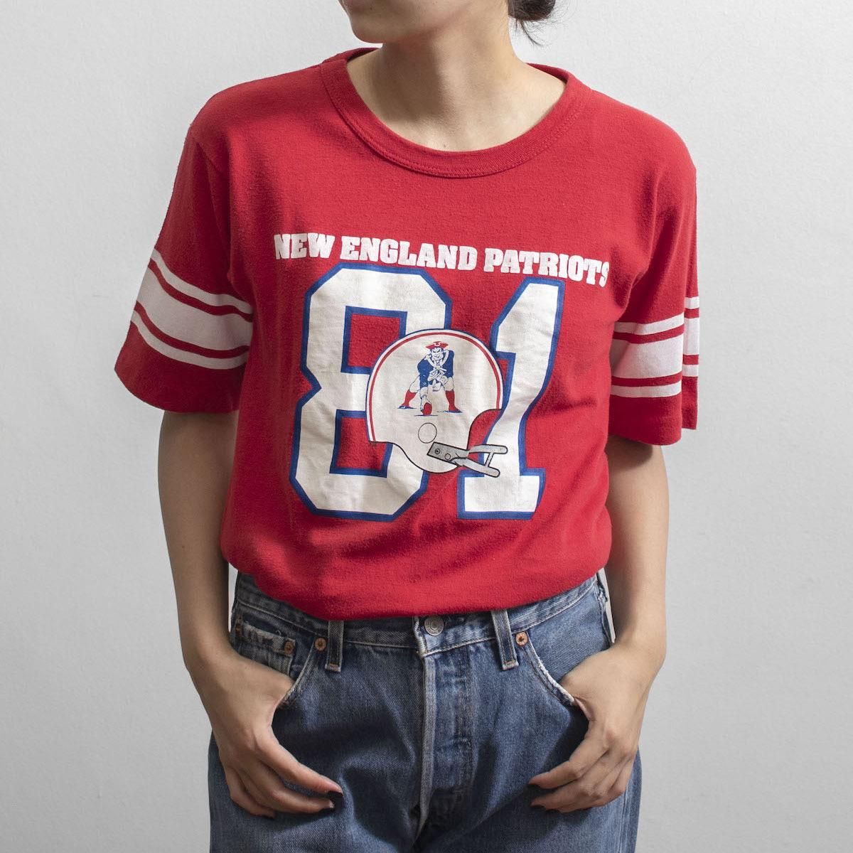 レディース 1980s ヴィンテージ チャンピオン Nflペイトリオッツ フットボールtシャツ ナンバリング レッド Champion 1080 7