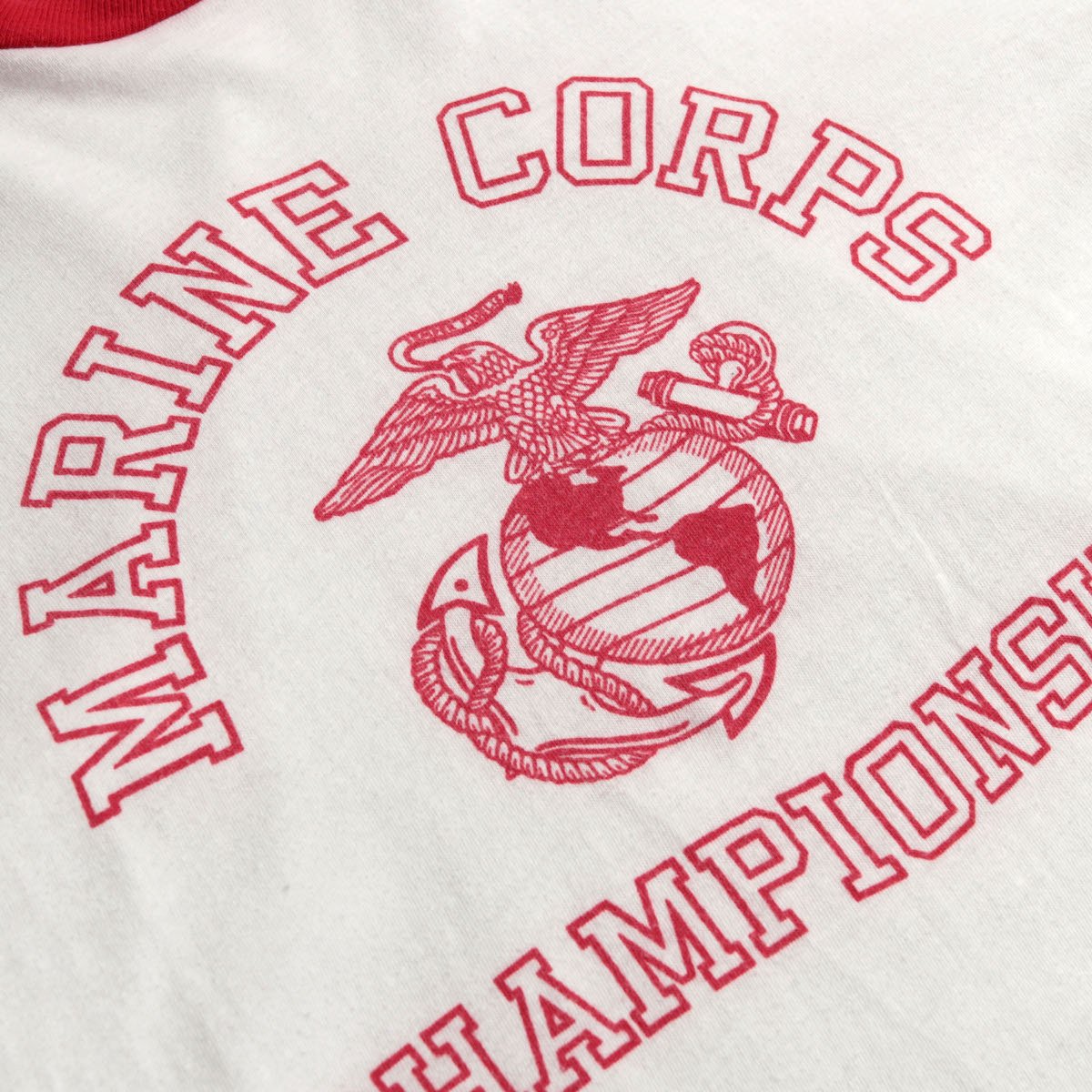 レディース] 1960s ヴィンテージ USMC プリントTシャツ リンガーT アメリカ海兵隊 ホワイトxレッド 5180-4