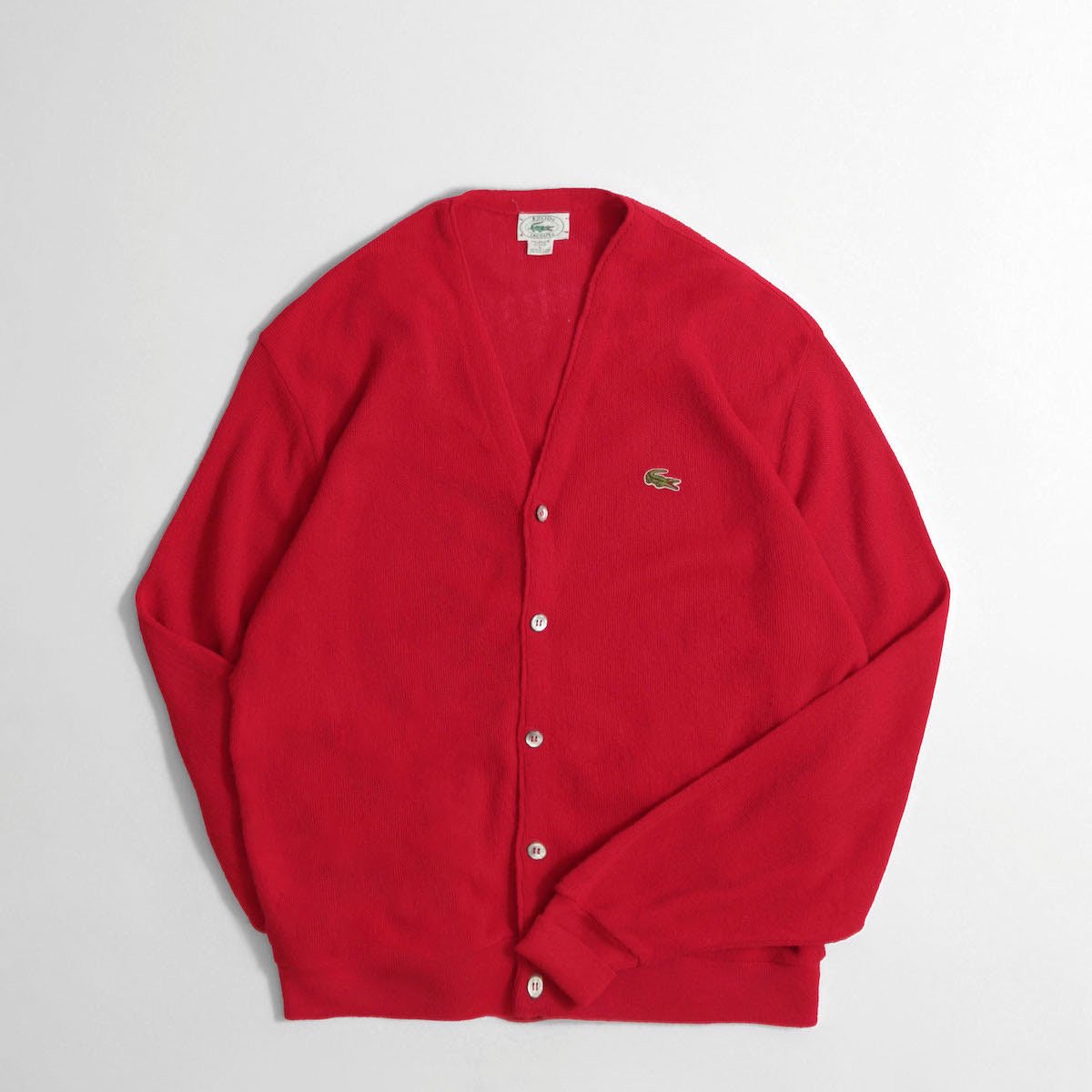 レディース 1980s ヴィンテージ アイゾッドラコステ ビッグサイズカーディガン レッド Izod Lacoste