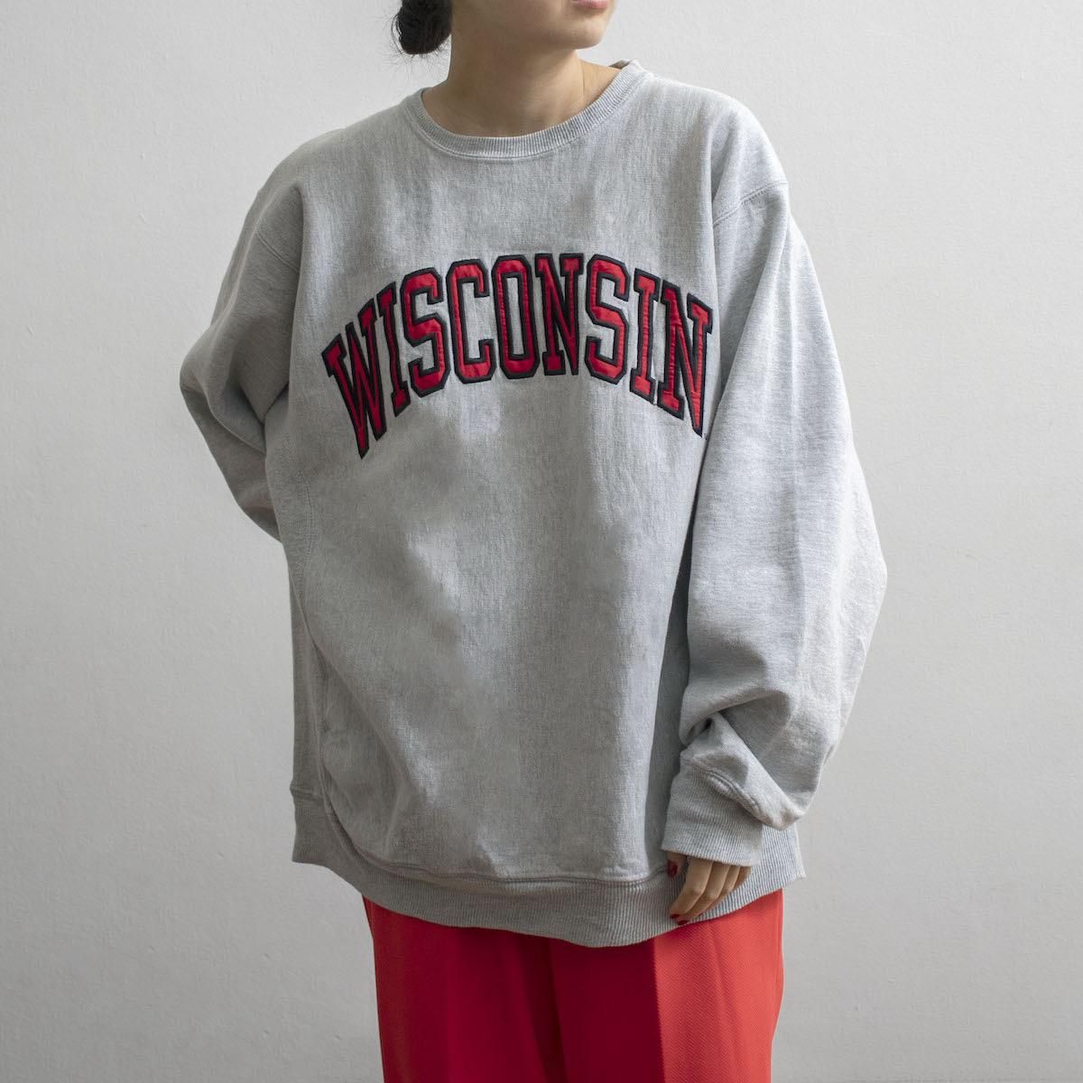 レディース ユーズド ビッグサイズ Wisconsin プリントスウェット グレー 21 25