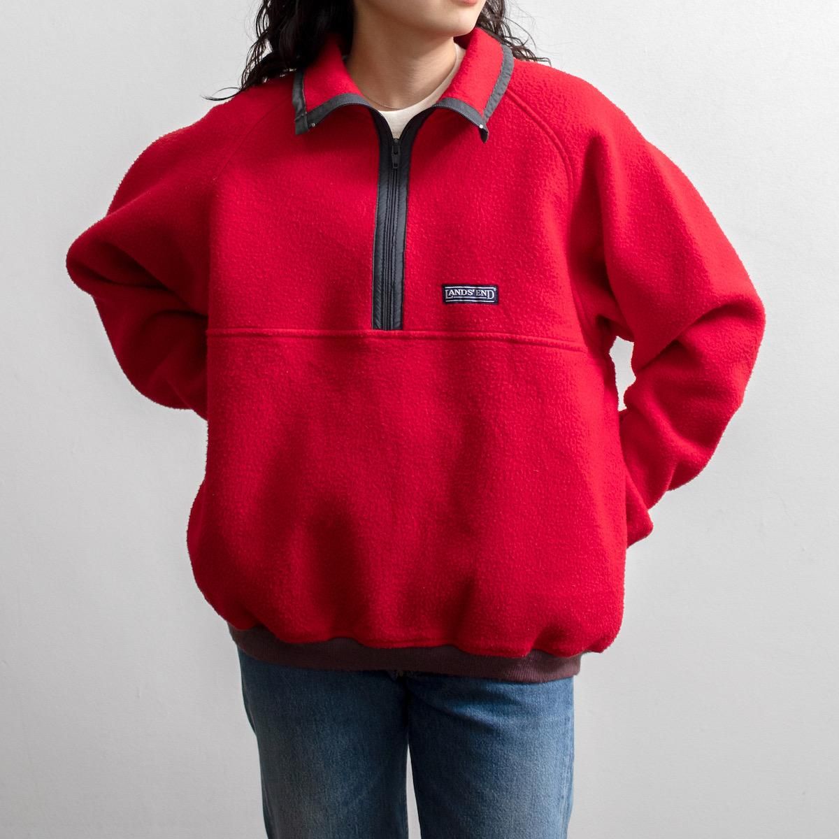 LANDS´END ランズエンド 90s USA製 ハーフボタン フリース-