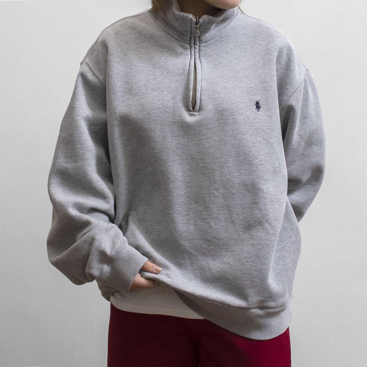 レディース ラルフローレン ビッグサイズ モックネック ハーフジップスウェット グレー Ralph Lauren 3221 10