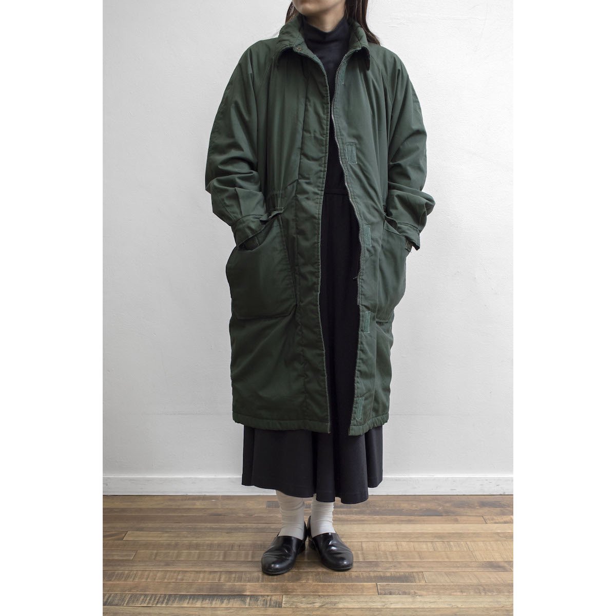 [レディース] 1980s ヴィンテージ ウールリッチ ロングコート フード付き グリーン [Woolrich]