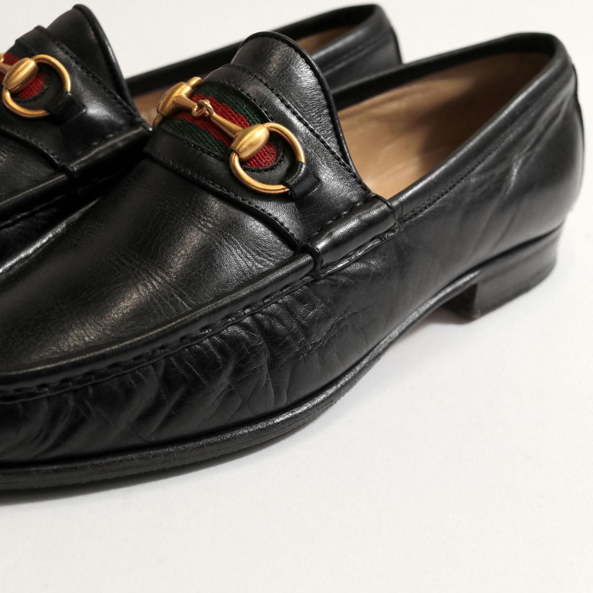 GUCCI ホースビットローファー シェリーライン 40EJ ブラック GUCCI - グッチ ローファー ホースビット シェリーライン カーフ
