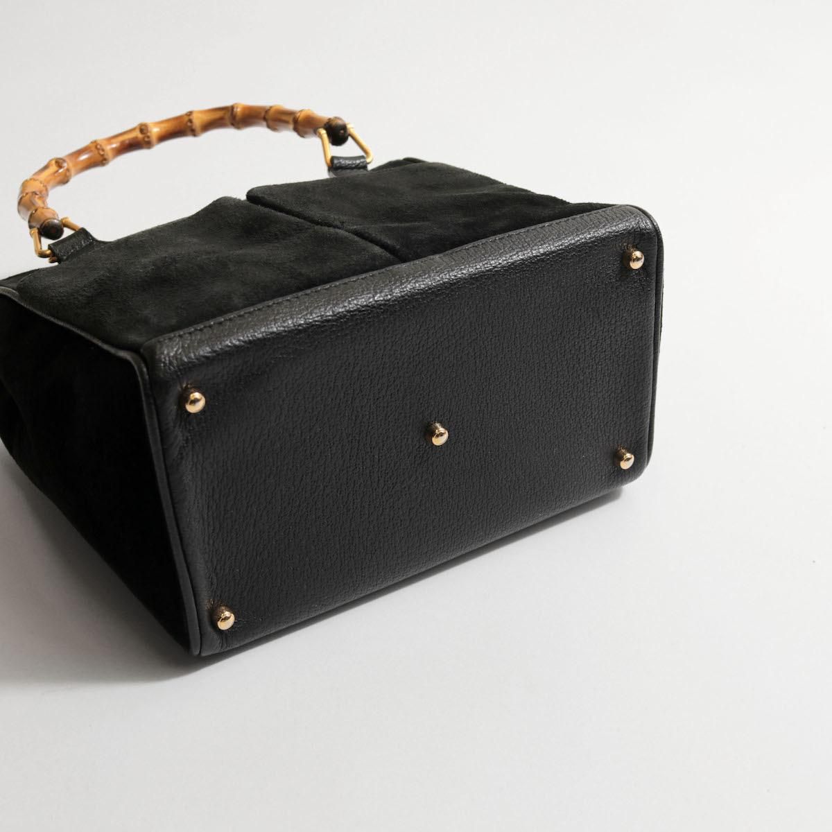 レディース] グッチ バンブー ハンドバッグ スウェード ブラック