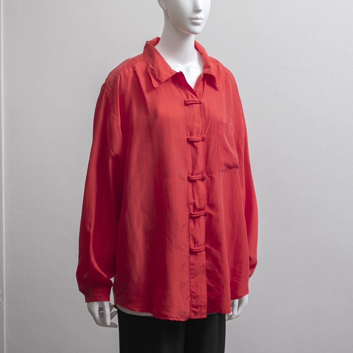 レディース] 1990s~ オーバーサイズ シルク シルクチャイナシャツ オレンジ