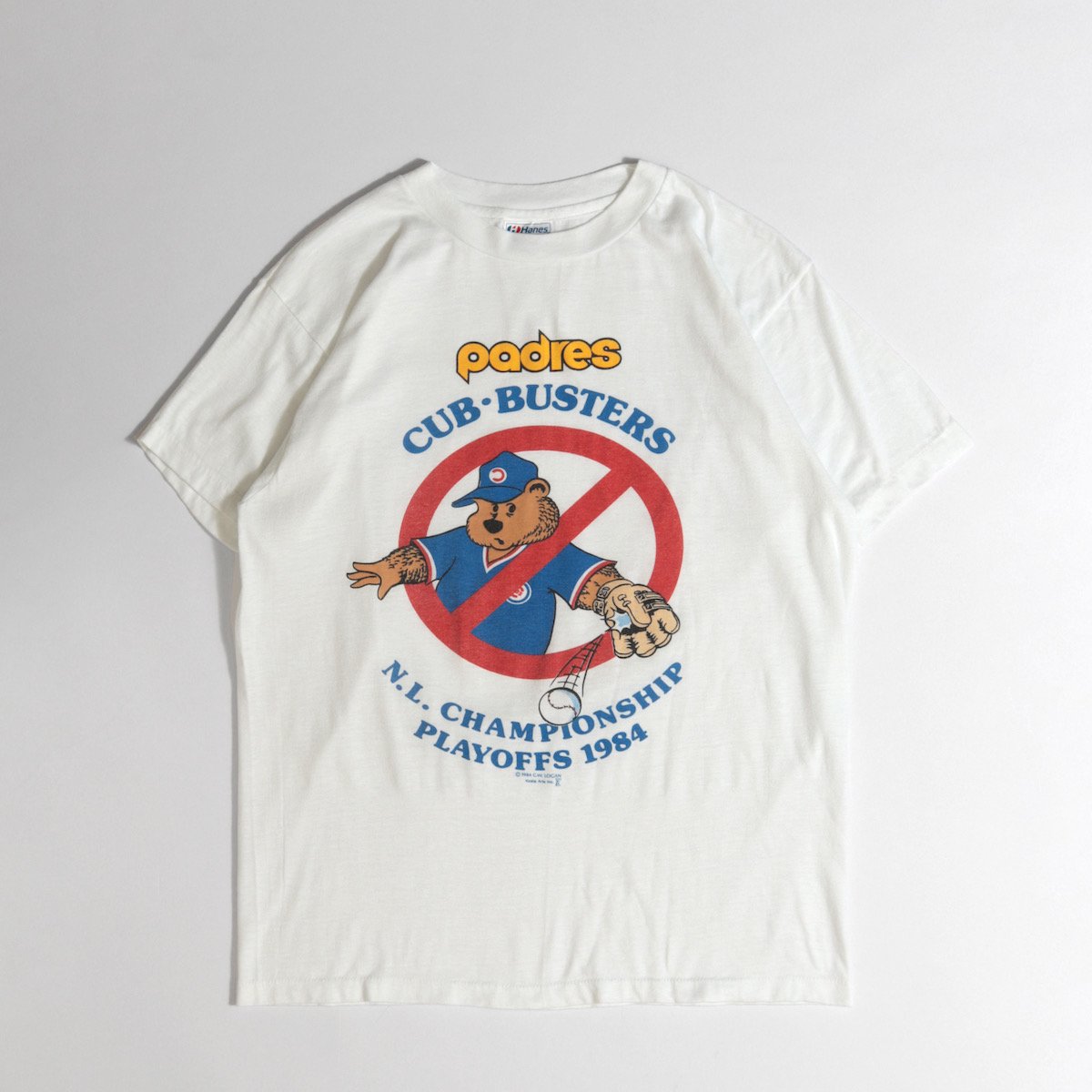 レディース 1980s ヴィンテージ Usa製 シカゴカブス ゴーストバスターズパロディ プリントtシャツ パドレス 熊 ホワイト 7140 6