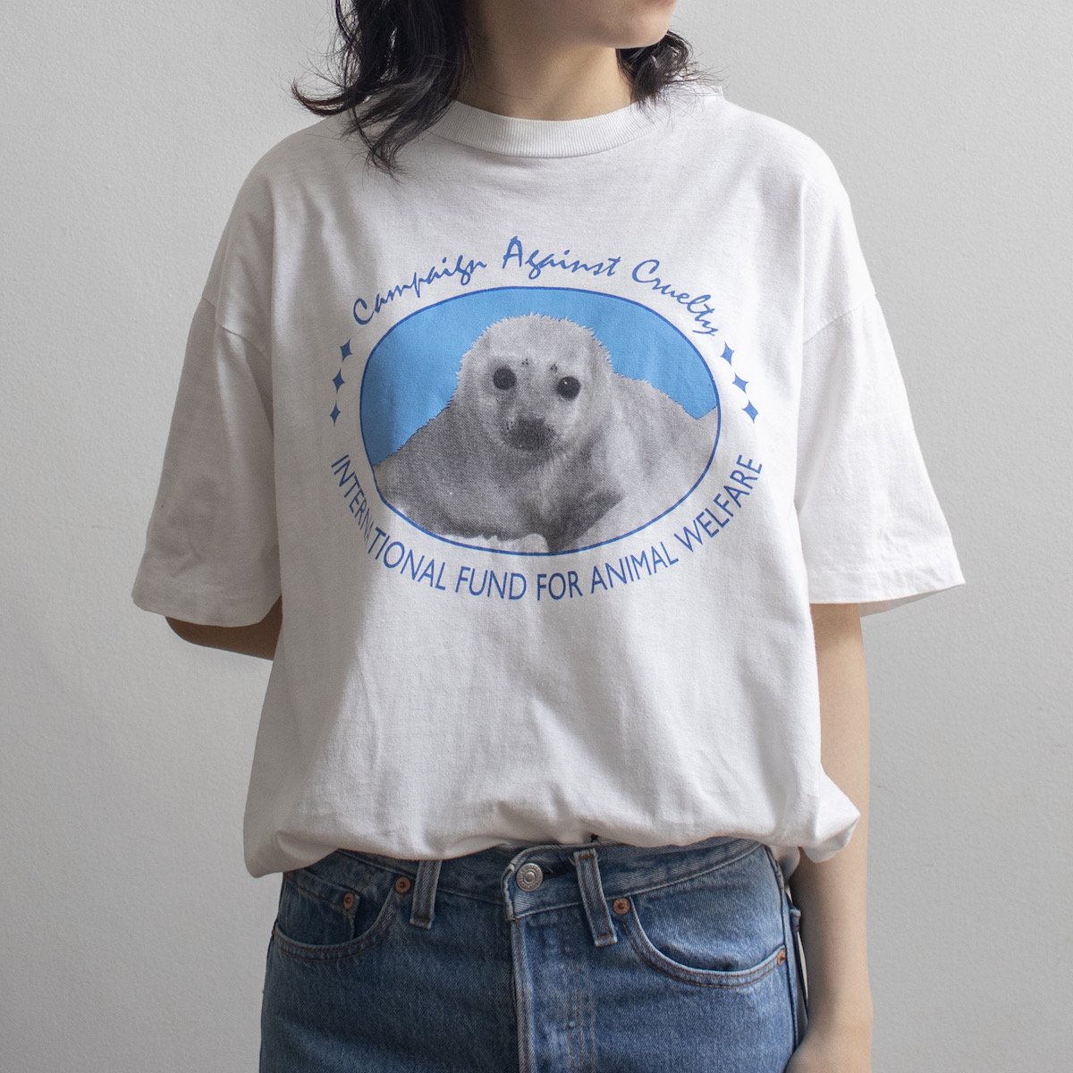 レディース] 1980s~ ヴィンテージ アザラシ 赤ちゃん プリントTシャツ