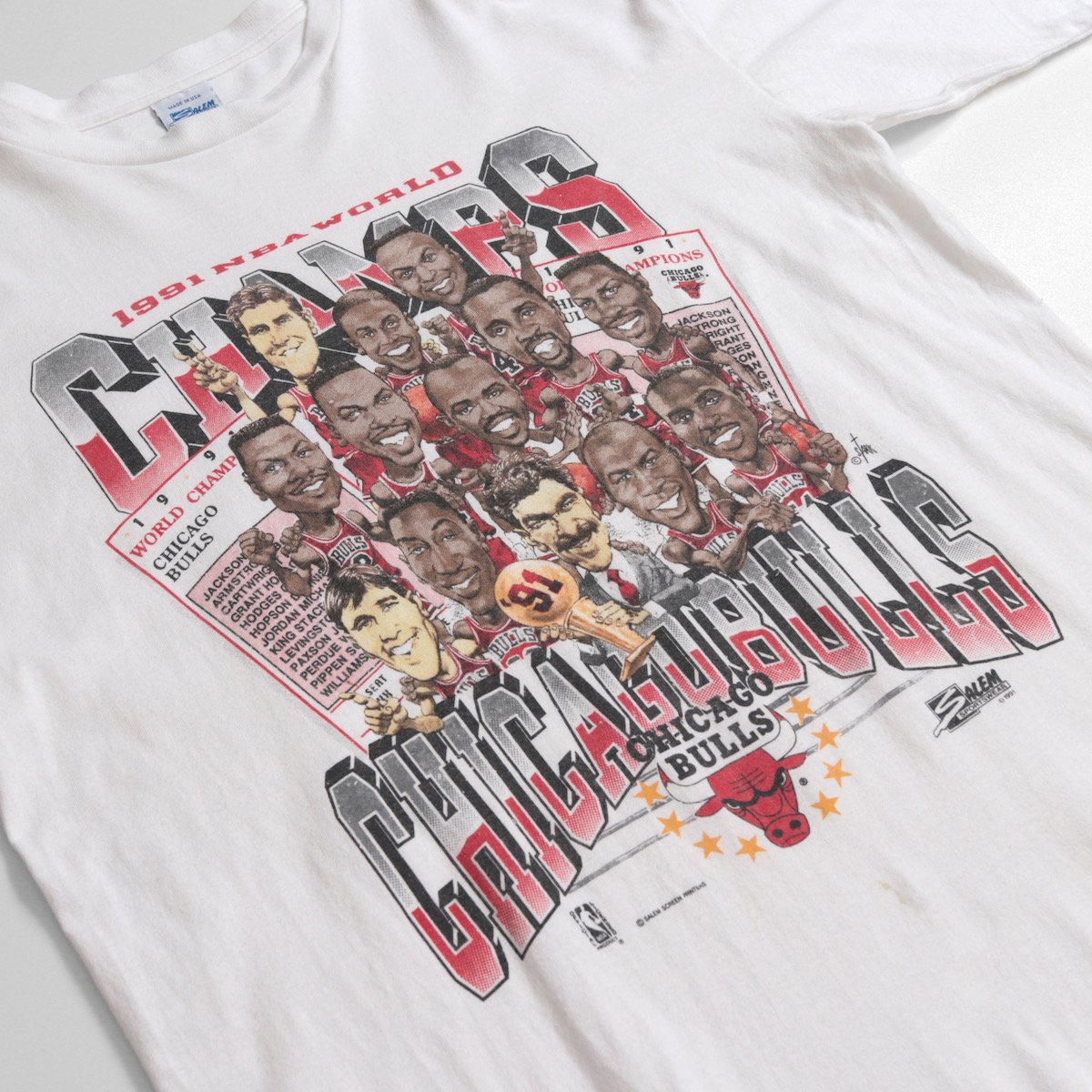 レディース] 1990s ヴィンテージ USA製 1991 NBA シカゴブルズ WORLD CHAMPS Tシャツ マイケルジョーダン