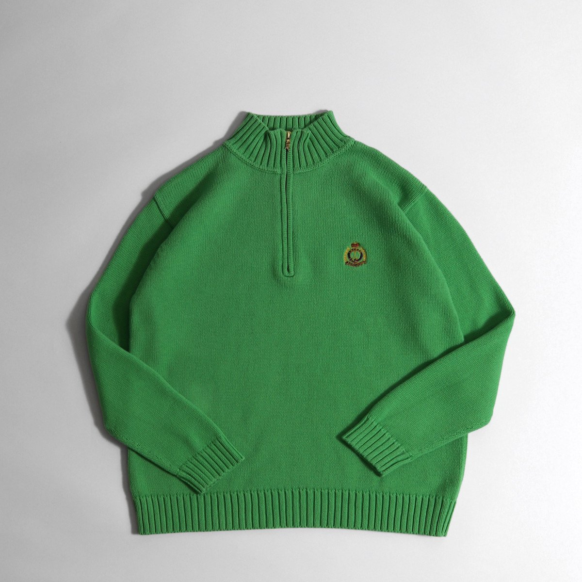 [レディース] ラルフローレン ハーフジップ コットンニット ライトグリーン [Ralph Lauren]