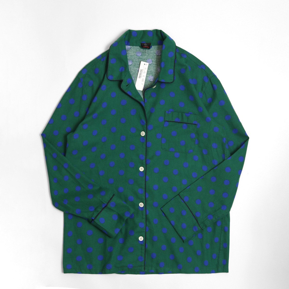 レディース] Jクルー パジャマシャツ 水玉 総柄 グリーン×ブルー [J.Crew]