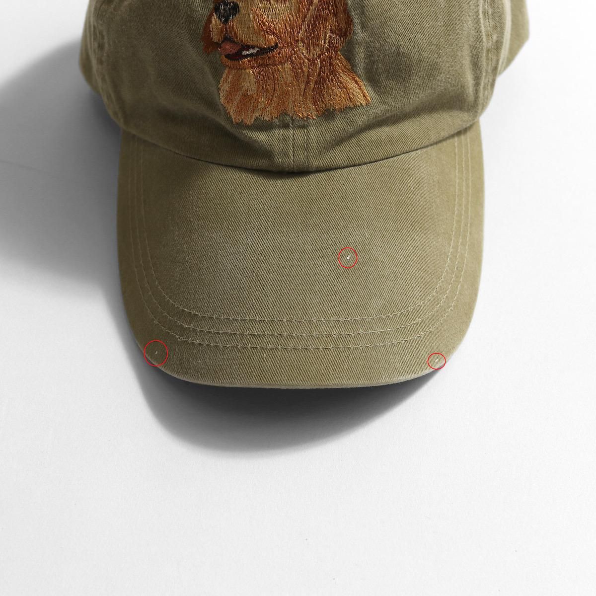 レディース] ユーズド 犬刺繍 キャップ ゴールデンレトリバー カーキ