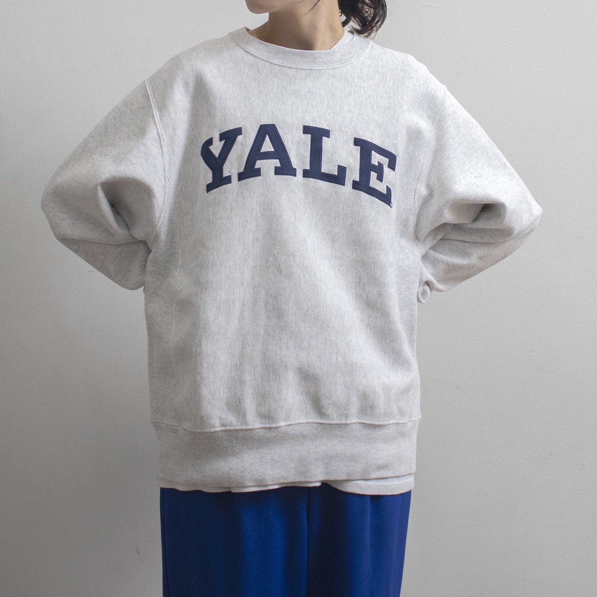 レディース] チャンピオン YALE カレッジプリントスウェット リバースウィーブ 杢グレー [Champion] 0101-13