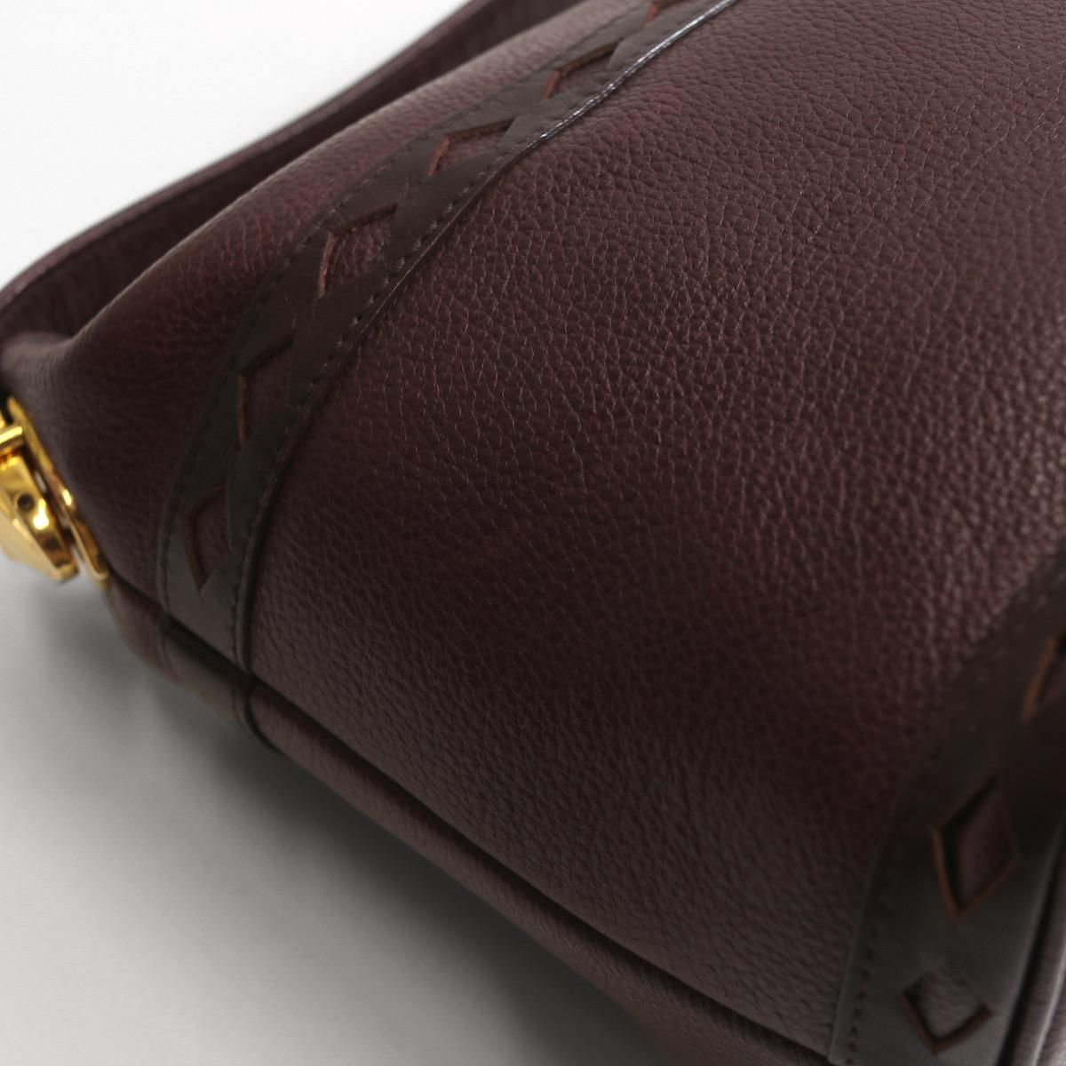 ヴィンテージ イヴサンローラン ダイヤカット ハンドバッグ YSL ボルドー ヴィンテージ イヴサンローラン ダイヤカット ハンドバッグ YSL