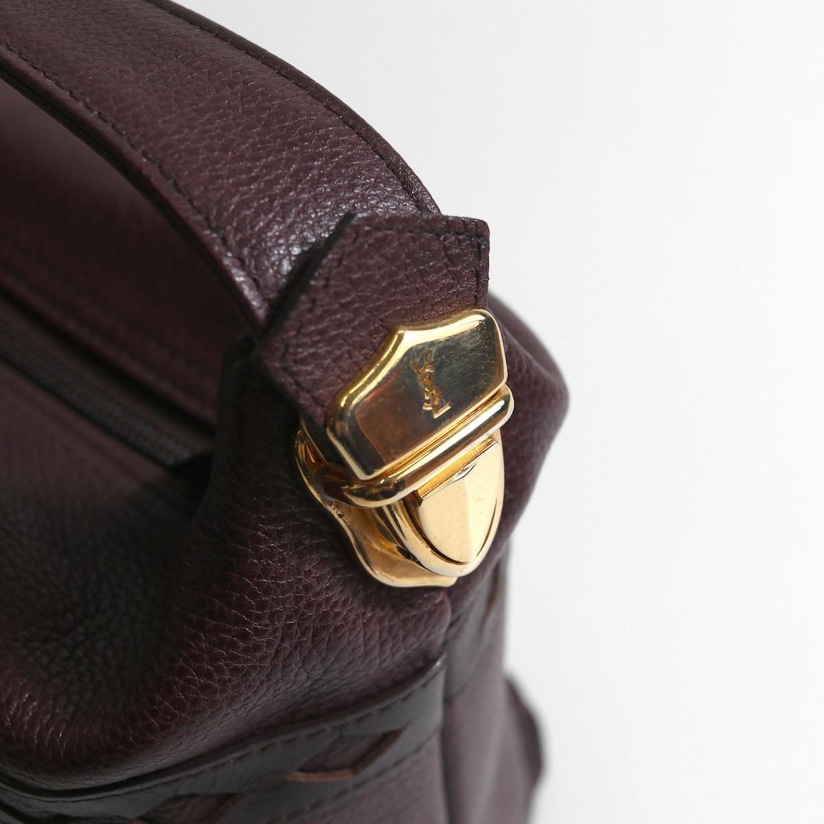 ヴィンテージ イヴサンローラン ダイヤカット ハンドバッグ YSL ボルドー ヴィンテージ イヴサンローラン ダイヤカット ハンドバッグ YSL