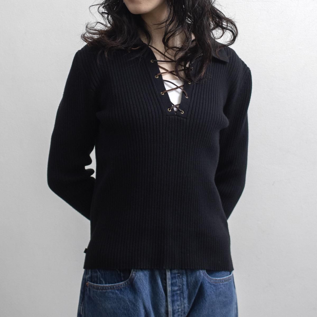 レディース] 1990s ヴィンテージ ラルフローレン レースアップ リブニット ブラック [Ralph Lauren]