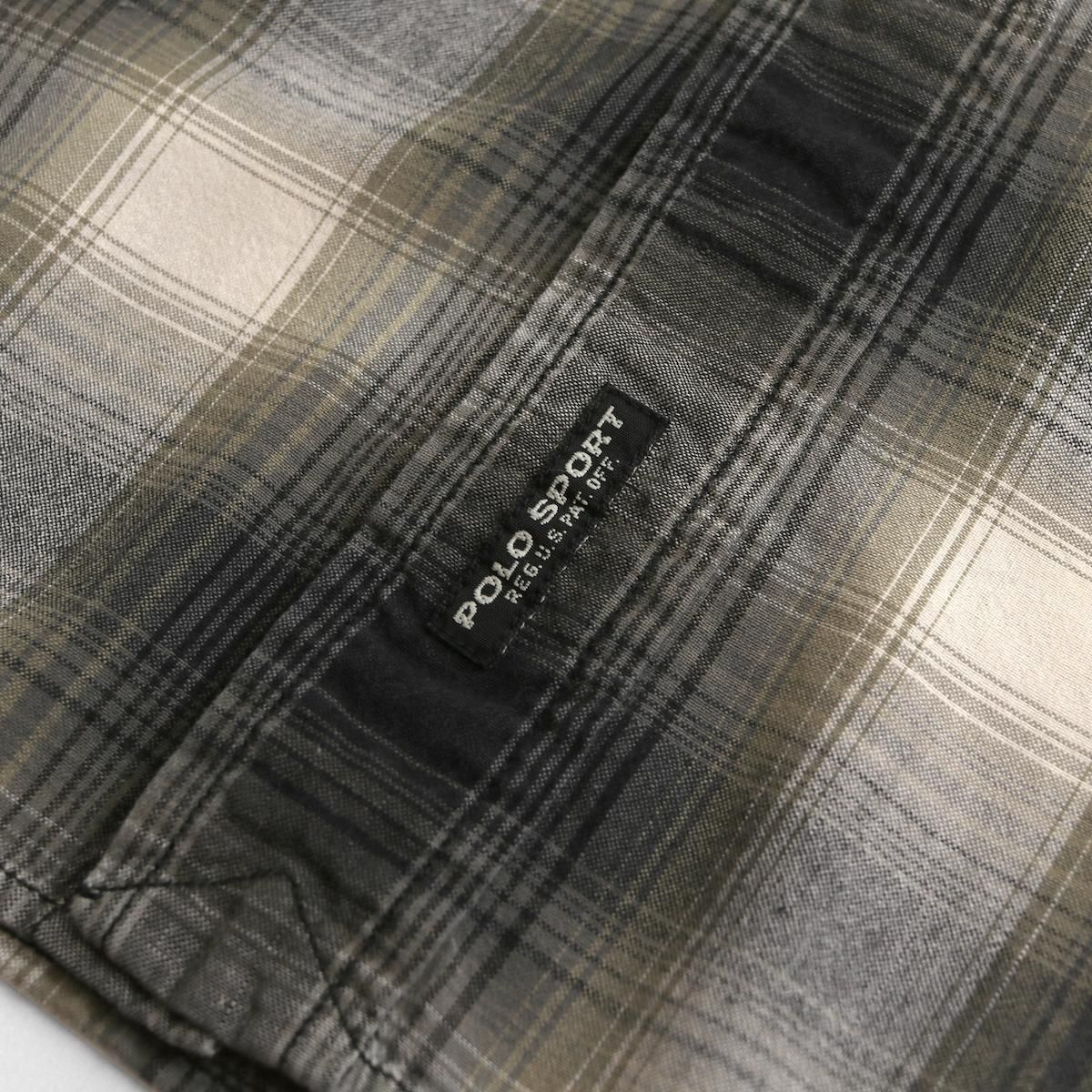 90'S RALPH LAUREN POLO SPORT OMBRE CHECK PATTERN OPEN COLLAR