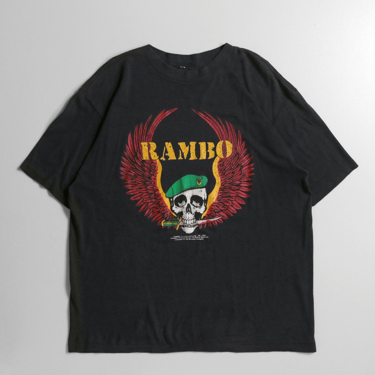 [レディース] 1980s ヴィンテージ RAMBO 怒りの脱出 Tシャツ 映画 シルヴェスタースタローン ブラック [ランボー] 1250-3