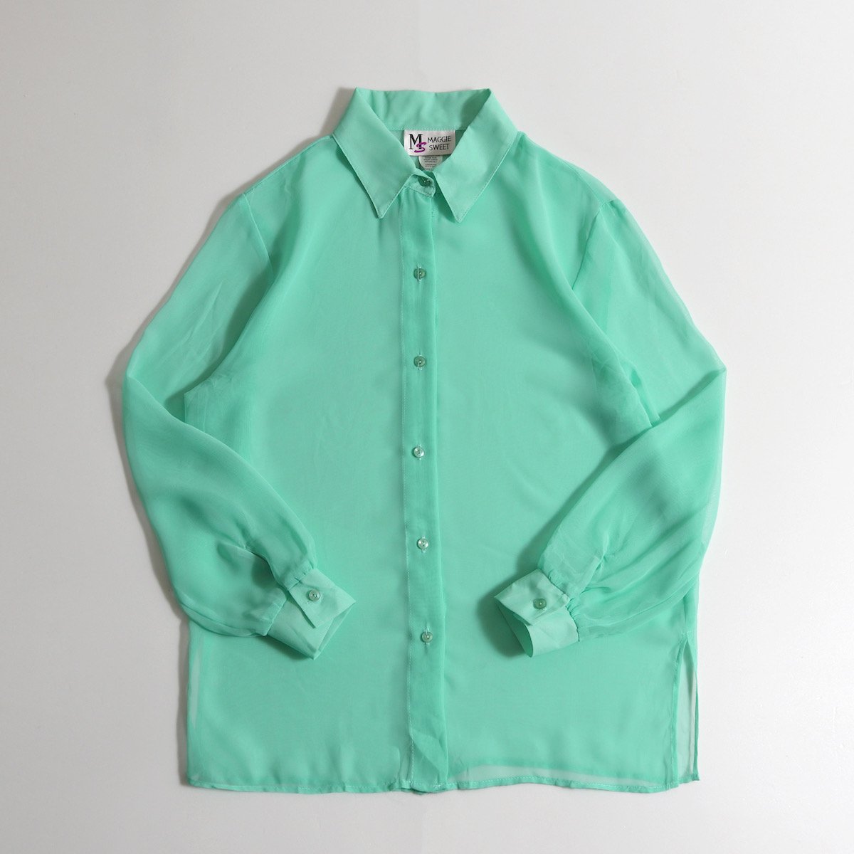[レディース] 1980s~ ヴィンテージ USA製 シアーシャツ シースルー ミントグリーン