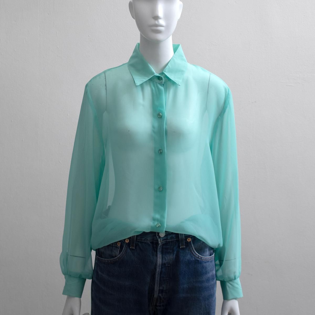 vintage usa オーガンジー シースルー　シャツ レディース] 1980s~ ヴィンテージ USA製 シアーシャツ