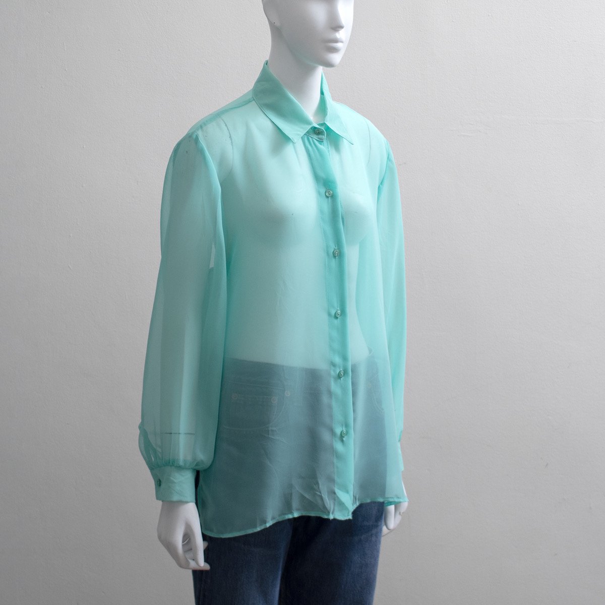 vintage usa製 スパンコール × シースルー トップス シアーシャツ