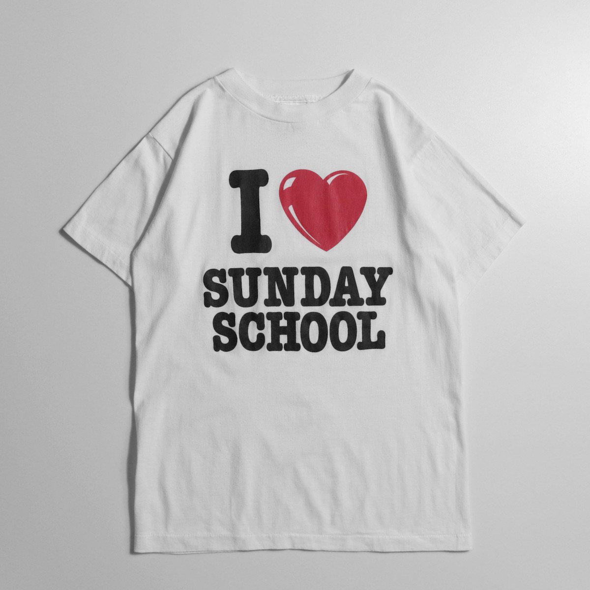 [レディース]~1980s ヴィンテージ USA製 I LOVE SUNDAY SCHOOL Tシャツ ホワイト 4060-12