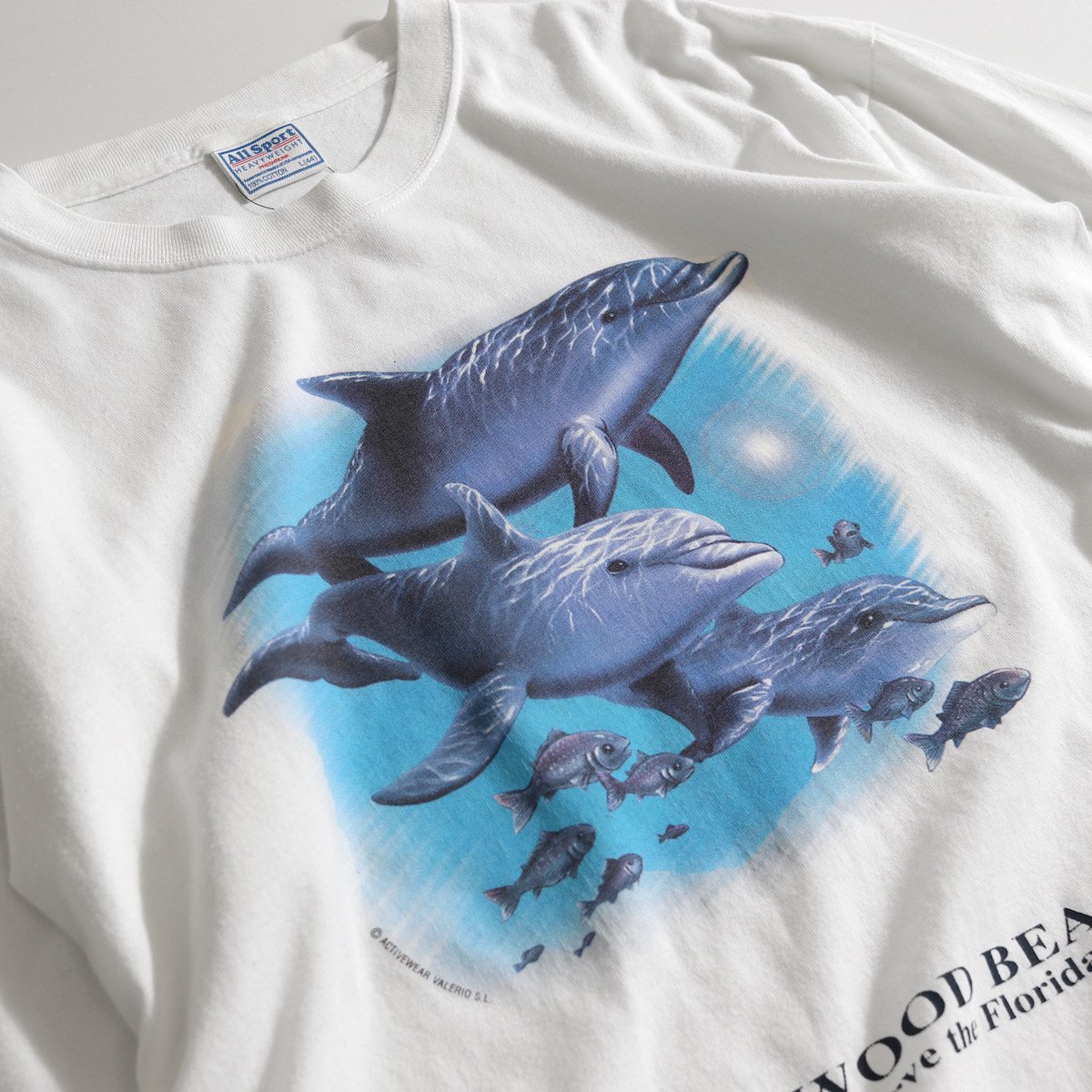 [レディース] 1990s ヴィンテージ HOLLYWOOD BEACH イルカ プリントTシャツ ホワイト