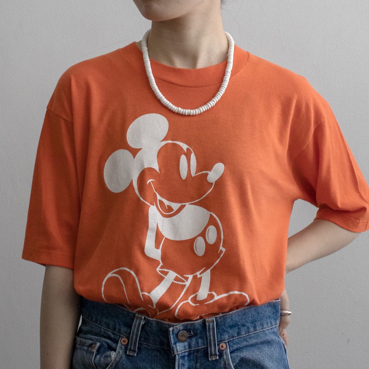 レディース] 1980s ヴィンテージ USA製 ミッキー Tシャツ オレンジ 9080-1