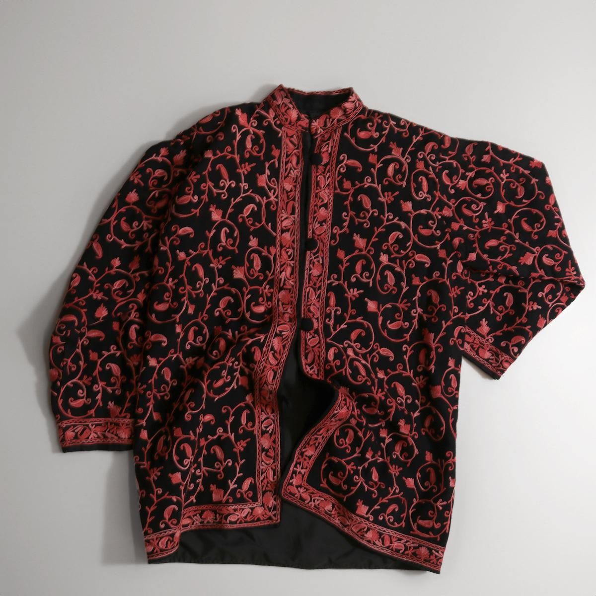 チャイナ服 花柄刺繍メッシュチャイナジャケット（ジャケット