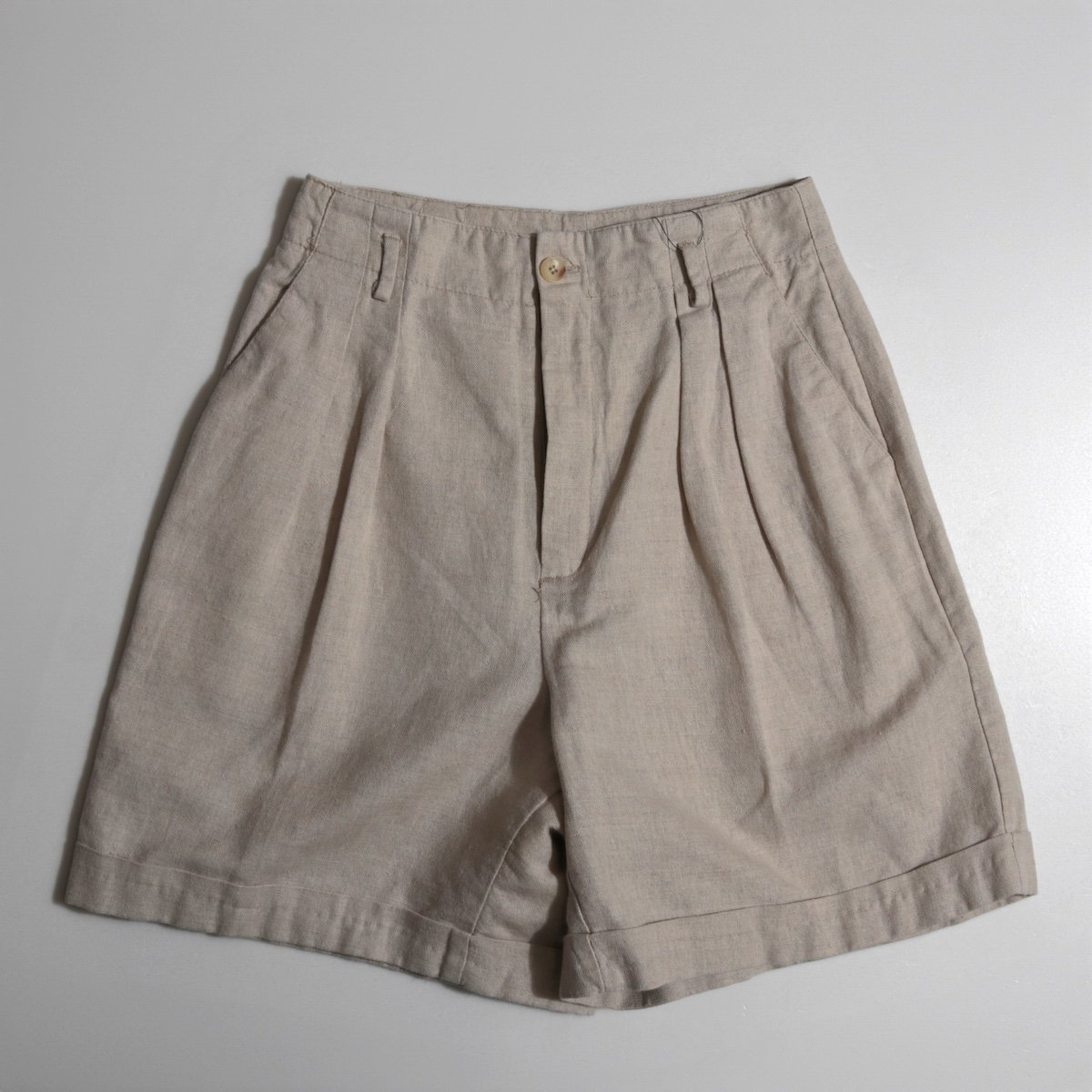 [レディース] 1980s USA製 ヴィンテージ L.L.Bean リネンショートパンツ 2タック [LLビーン]