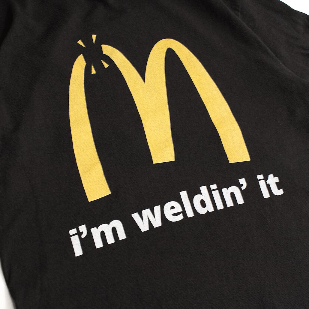 レディース] ユーズド i'm weldin it マクドナルドパロディTシャツ ブラック 2360-16