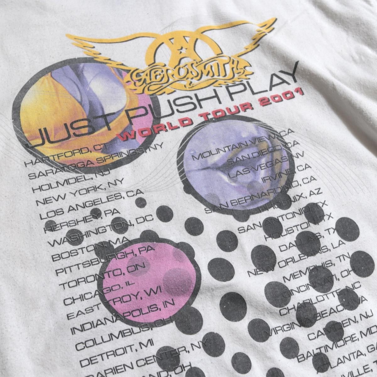 Aerosmith 2001-02 ツアーTシャツ Vintage Aerosmith Just Push Play World Tour 2001 Concert T