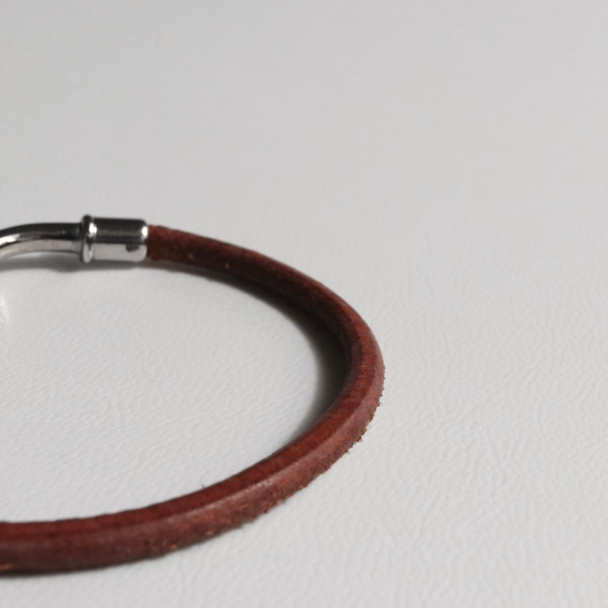 HERMES ブラウン 編み込みレザー ブレスレット 箱付き ヴィンテージ