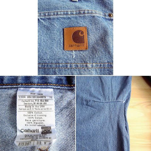 90's USA製 カーハート ダブルニー デニムパンツ W32 [Carhartt