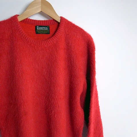 古着 ビンテージ 80sモヘア 赤 レッド ニット セーター ふわふわ 美品 