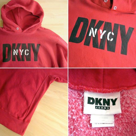 90's オールド DKNY スウェットパーカー ロゴプリント リバース