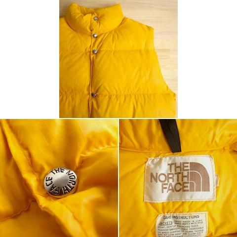 70s THE NORTH FACE 茶タグダウンベスト イエローVintage-