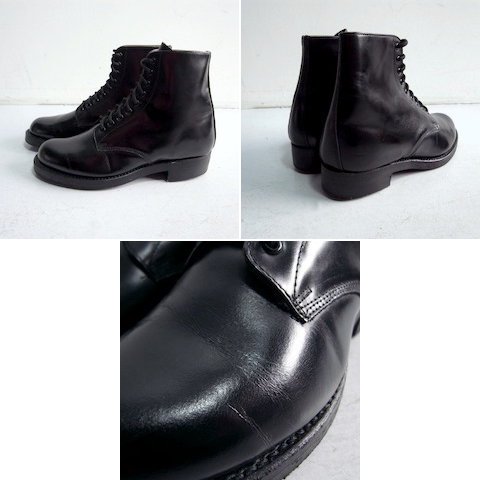 カナダ製 ポリスブーツ プレーントゥ 8 1/2 ブラック [POLICE BOOTS