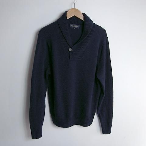 美品】 BrooksBrothers ショールカラー ラムウール ネイビー L