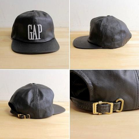 80's～90's オールド GAP オールレザーキャップ [ギャップ