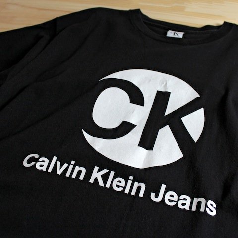 90's USA製 カルバンクライン ロゴTシャツ ブラック スポーツ [Calvin 